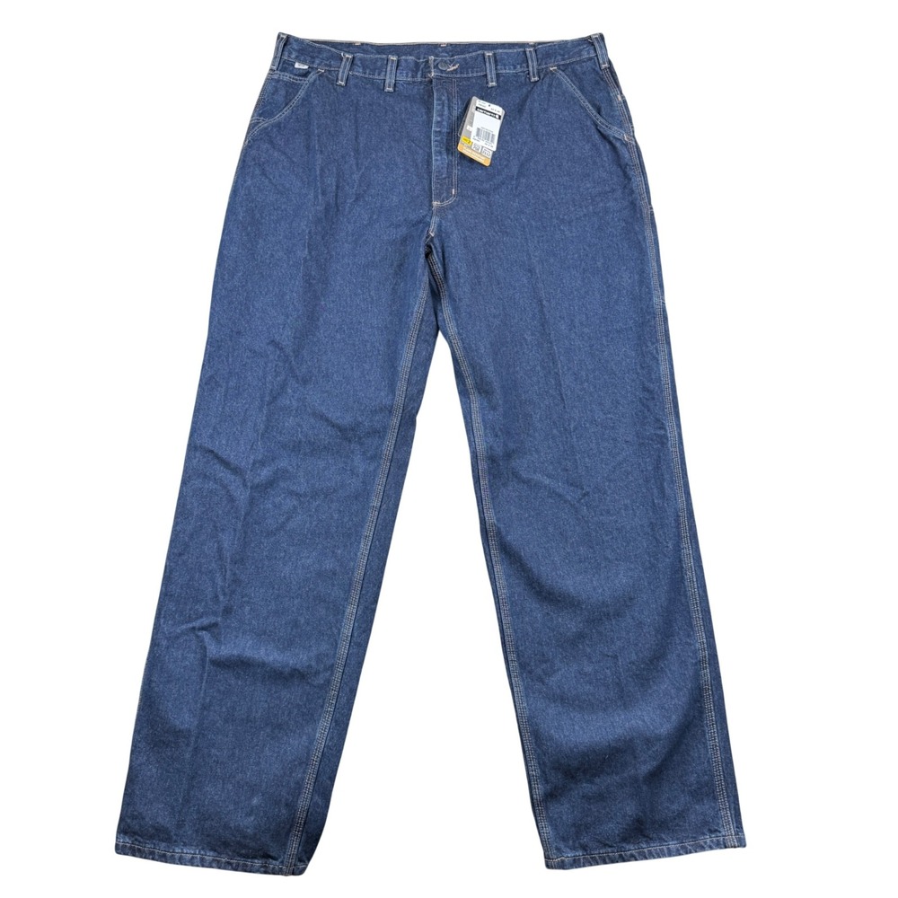 Carhartt Dungaree Men 44x36 Blue Flame Resistant FR Denim Jeans FRB13401